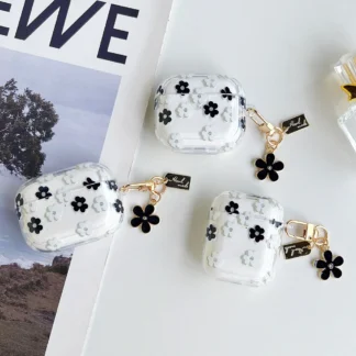 Transparent Soft Silicone Cover For AirPods 2 3 Cute Glitter Flower Pendant Earphone Case For Apple AirPod Pro Headphone Keyring