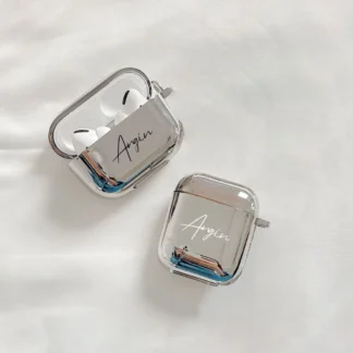 Custom Name Plating Case For Airpods 1 2 3 Pro 2 Wireless Bluetooth Headset Protective Personalized Letters Luxury Hard Cover