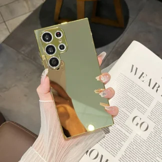 Cases For Samsung Galaxy S24 Ultra Electroplated Makeup Mirror Mobile Phone Case Anti-Fall For S23 Ultra Protective Back Cover