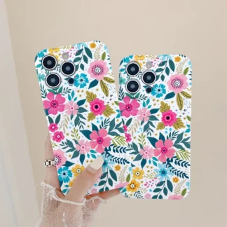 Fashion Brilliant flowers Phone Case For iPhone 15 14 13 12 11 Pro Max Phone Case Fall resistant Hard lens protection Cover