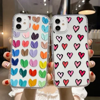 Watercolor Graffiti Love Heart Soft Case For iPhone 11 Case iPhone 12 13 14 15 Pro Max X XR XS Max SE 20 12 mini 7 8 Plus 6 Case