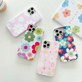 Cute Smooth Flower Phone Case for iPhone 13 11 Pro Max  X XR XS Max Se 2020 7 8 Plus Anti Knock Back Phone Cover Case