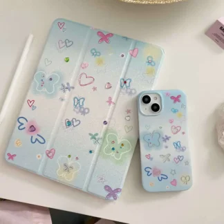 Gradient butterfly hearts With Pencil Holder Funda for iPad 10.2 Air 5 4 Generation 10.9 iPad Pro 11 9.7 8 9th 10.5 10th Case