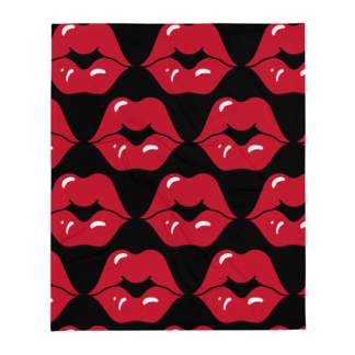 Red Lips 2 Throw Blanket